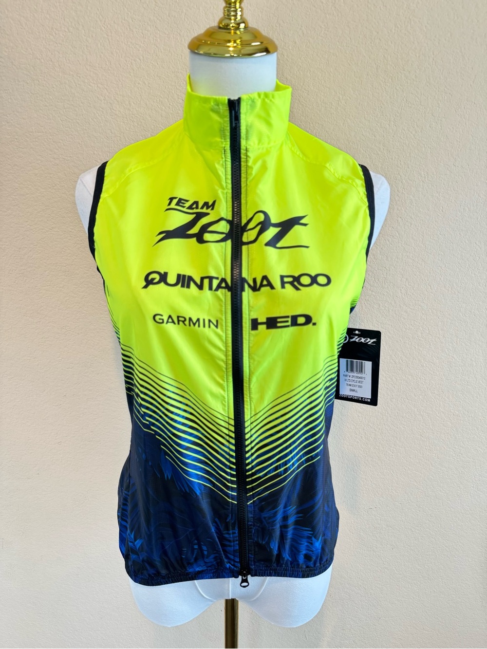 NWT Zoot Womens Small LTD Cycle Vest Team 2023 Windbreaker Yellow/Blue Windproof